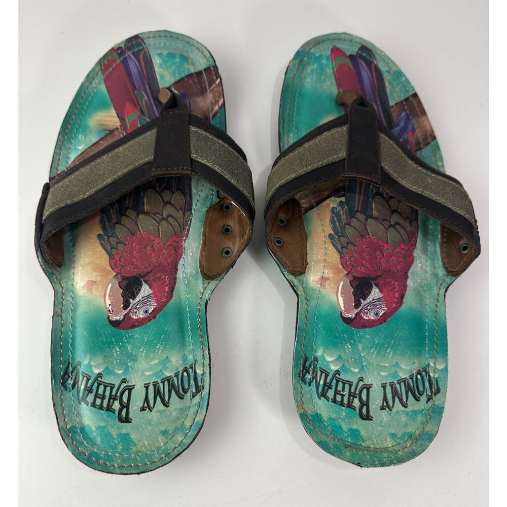 Tommy Bahama Samoa Parrot Beach Vibes Leather Sandals Men's Size 8 M Flip Flops - Picture 4 of 14